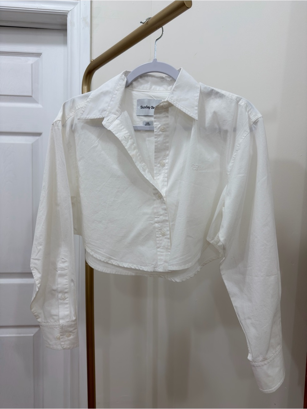 Sunday Best Cropped Button-Down Shirt - Cream